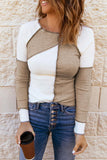 Color Block Exposed Seam Knit Top - Flyclothing LLC