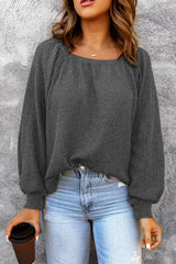 Square Neck Waffle-Knit Top - Flyclothing LLC