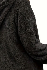 Half Zip Dropped Shoulder Oversized Hoodie - Flyclothing LLC