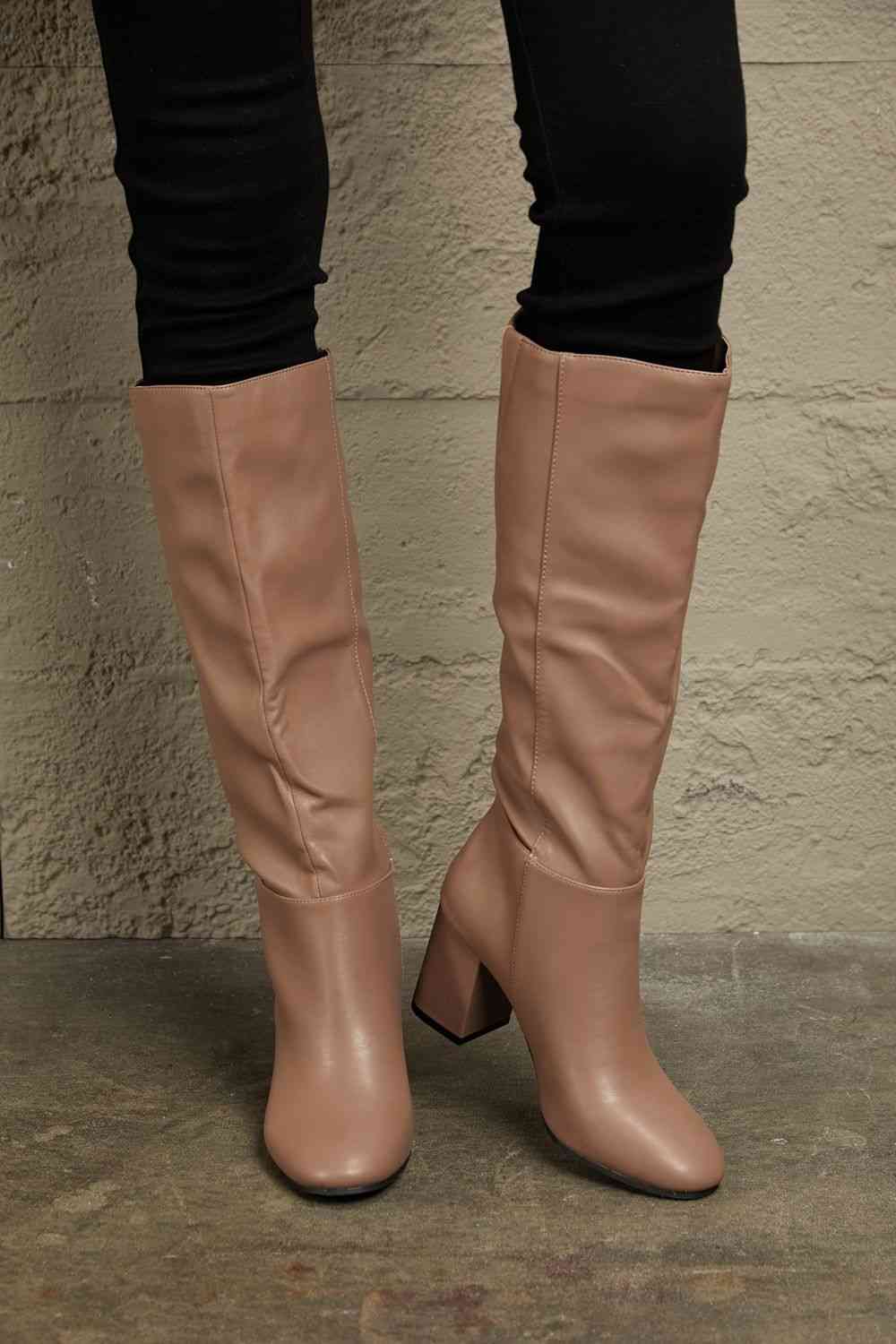 East Lion Corp Block Heel Knee High Boots - Flyclothing LLC