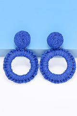 Round Shape Raffia Grass Dangle Earrings - Flyclothing LLC