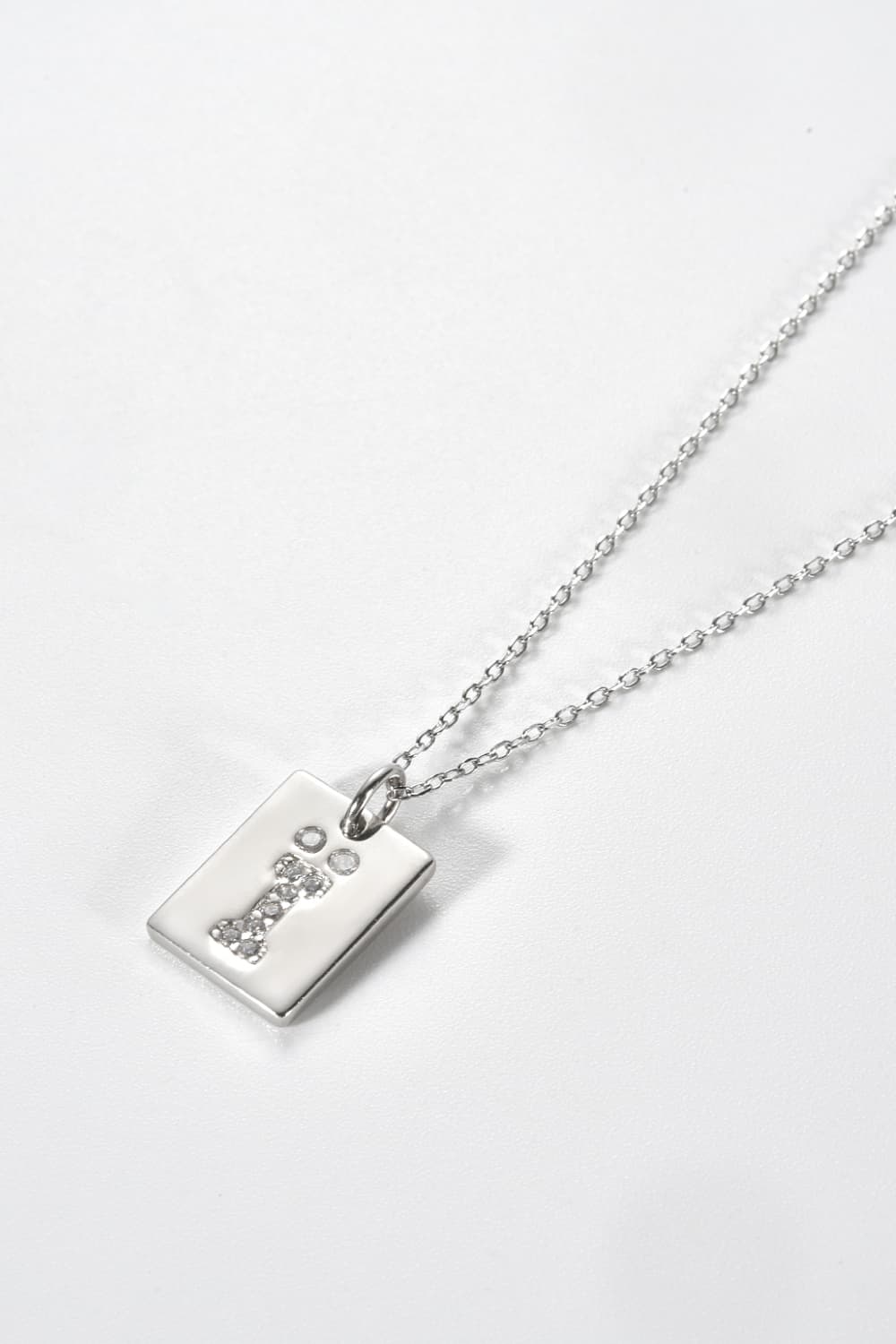 Inlaid Zircon Rectangle Pendant Necklace - Flyclothing LLC