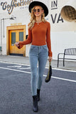 Flounce Sleeve Round Neck Rib-Knit Top - Flyclothing LLC