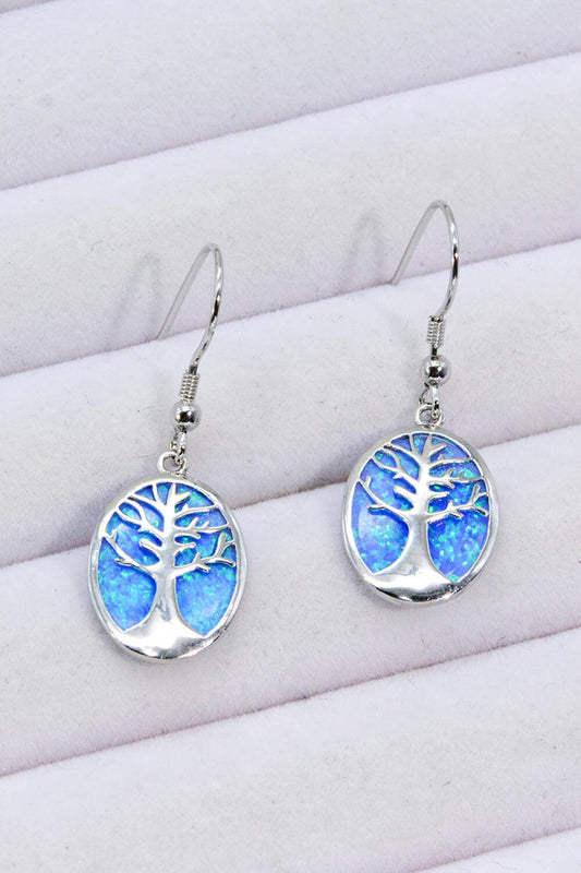 Opal Blue Platinum-Plated Drop Earrings - Flyclothing LLC