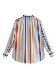 Striped Button Down Lantern Sleeve Shirt - Flyclothing LLC