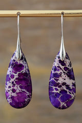 Handmade Teardrop Shape Natural Stone Dangle Earrings - Flyclothing LLC