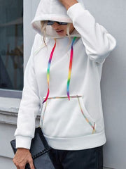 Contrast Stitching Drawstring Raglan Sleeve Hoodie - Flyclothing LLC