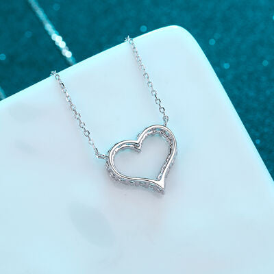 Moissanite 925 Sterling Silver Heart Shape Necklace - Flyclothing LLC