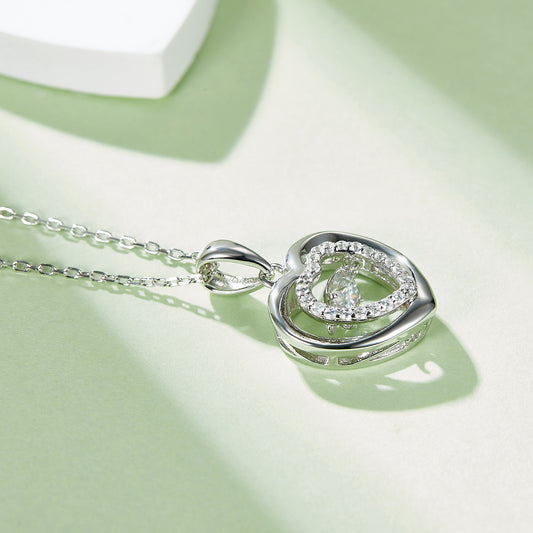 Moissanite 925 Sterling Silver Heart Necklace - Flyclothing LLC