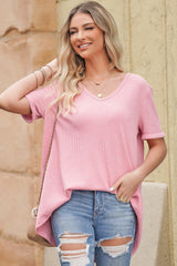 V-Neck Dropped Shoulder Tunic Top - Flyclothing LLC