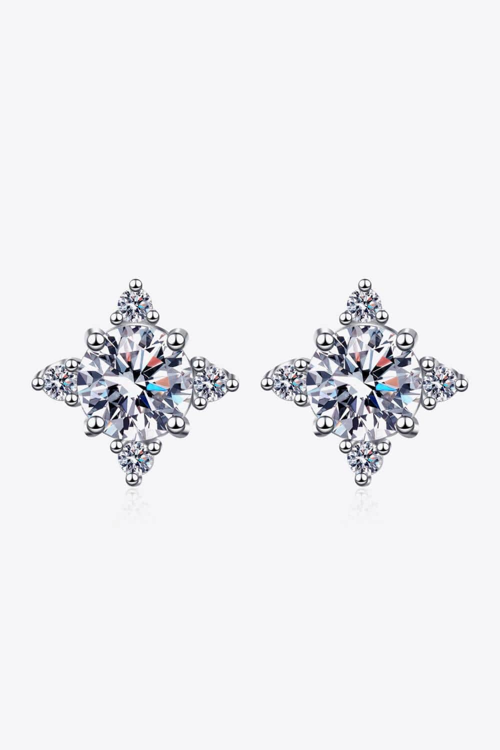 Four Leaf Clover 2 Carat Moissanite Stud Earrings - Trendsi