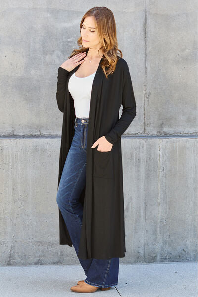 Basic Bae Full Size Open Front Long Sleeve Cover Up - Flyclothing LLC