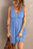 Sleeveless Button Down Mini Dress - Flyclothing LLC