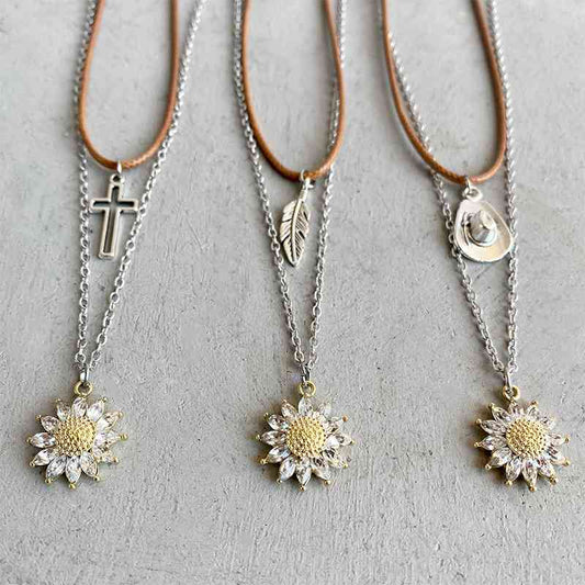 Sunflower Pendant Necklace Set - Flyclothing LLC