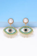 Evil Eye Shape Rhinestone Zinc Alloy Synthetic Dangle Earrings - Flyclothing LLC