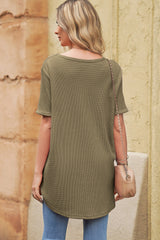 V-Neck Dropped Shoulder Tunic Top - Flyclothing LLC