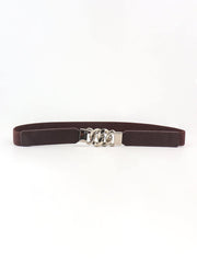 Zinc Alloy Buckle Elastic PU Belt - Flyclothing LLC