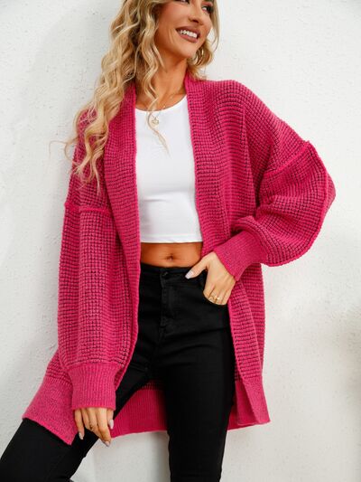 Open Front Dropped Shoulder Cardigan - Flyclothing LLC