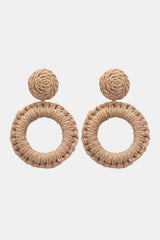 Round Shape Raffia Grass Dangle Earrings - Flyclothing LLC