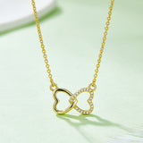 Moissanite 925 Sterling Silver Heart Bow Necklace - Flyclothing LLC