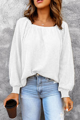 Square Neck Waffle-Knit Top - Flyclothing LLC