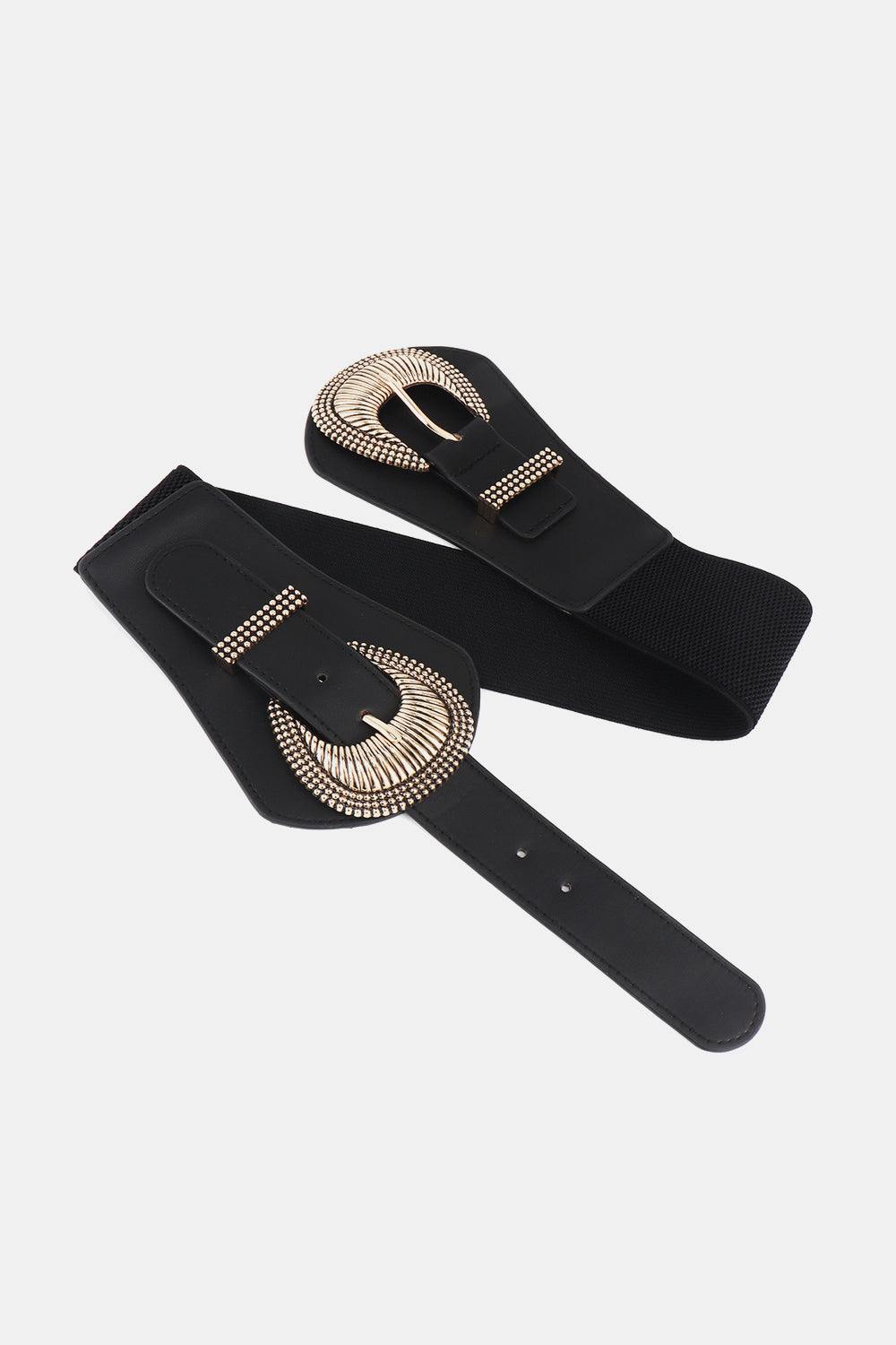 Shell Double Buckle Elastic Wide Belt - Flyclothing LLC