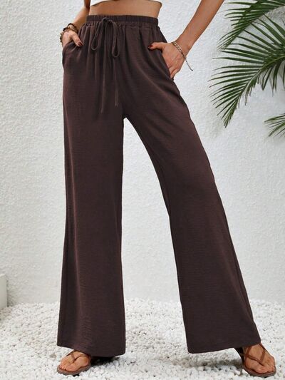 Wide Leg Drawstring Pants - Flyclothing LLC