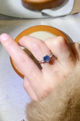 1 Carat Moissanite Heart-Shaped Platinum-Plated Ring in Blue - Trendsi