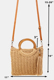 Fame Crochet Knit Convertible Tote Bag with Tassel - Flyclothing LLC