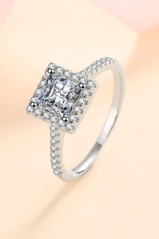 Sterling Silver Square Moissanite Ring - Flyclothing LLC