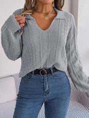 Johnny Collar Drop Shoulder Sweater - Flyclothing LLC