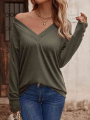 V-Neck Long Sleeve Top - Flyclothing LLC