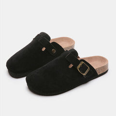 Suede Closed Toe Buckle Slide - Flyclothing LLC