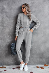 Ruched Raglan Sleeve Hoodie and Joggers Set - Flyclothing LLC