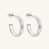 925 Sterling Silver Inlaid Moissanite C-Hoop Earrings - Flyclothing LLC