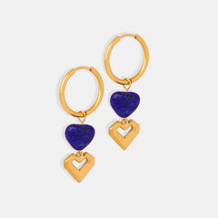 Heart Shape Lapis Lazuli Dangle Earrings - Flyclothing LLC