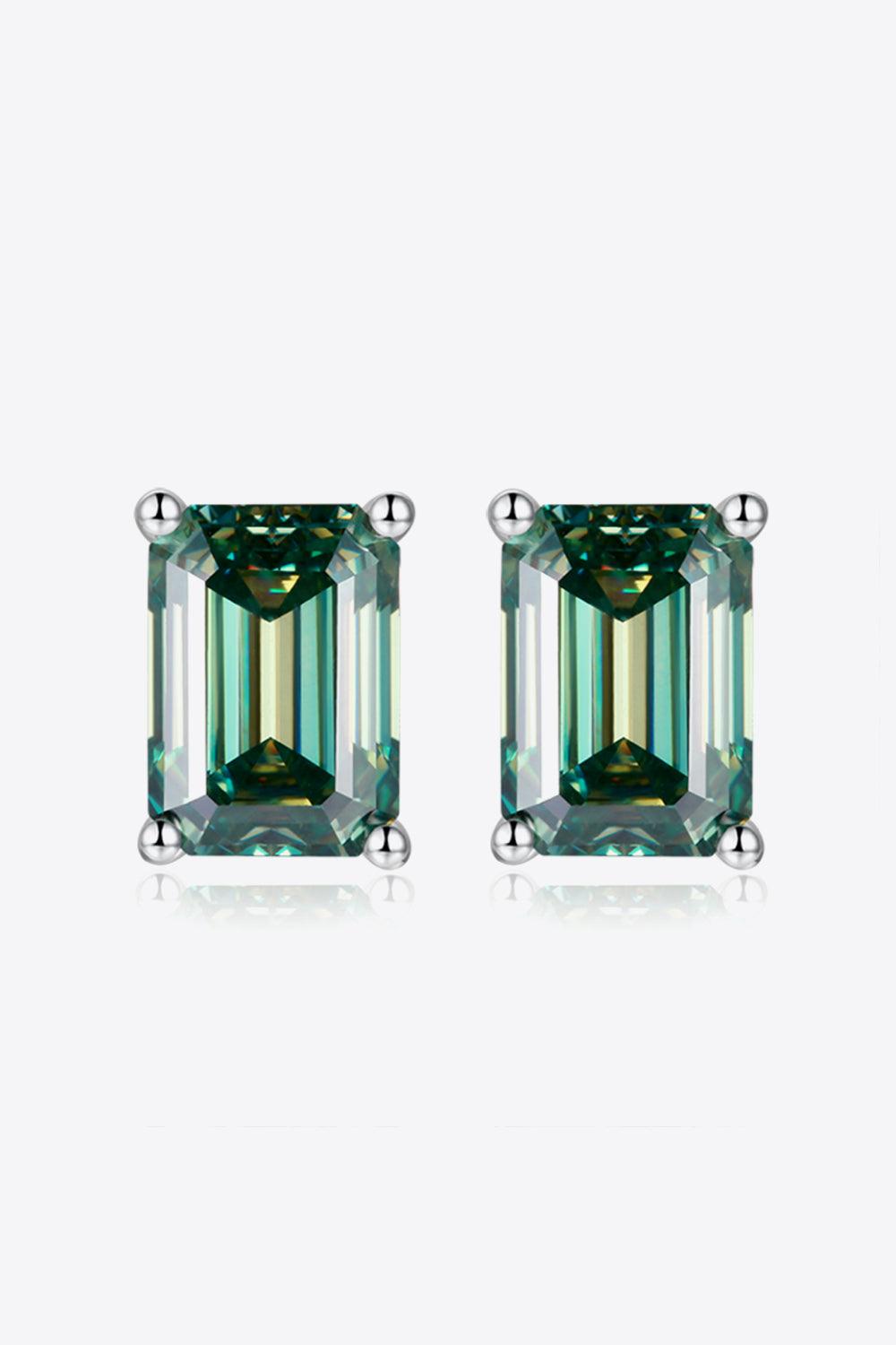 2 Carat Moissanite Stud Earrings in Green - Flyclothing LLC