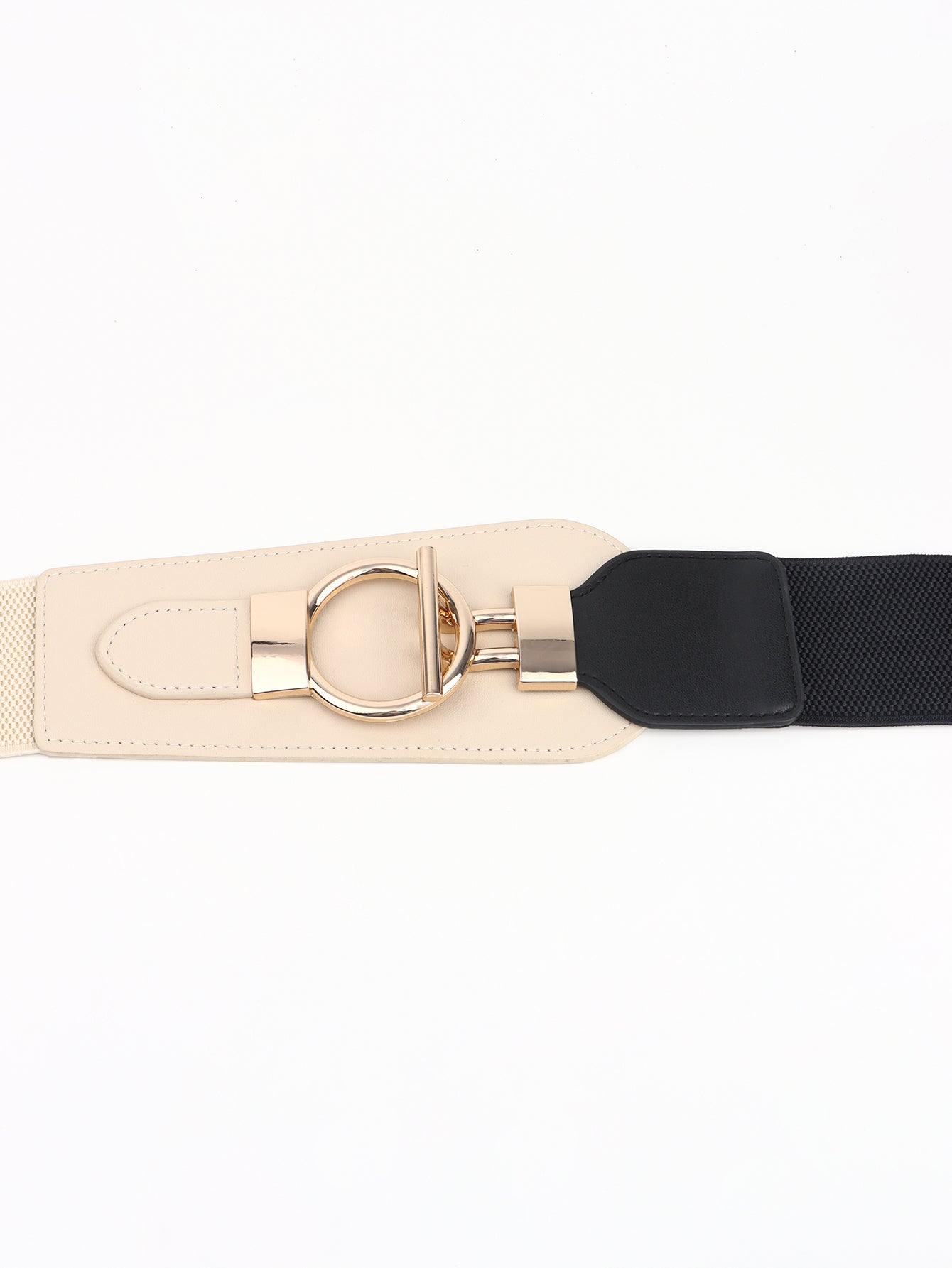 PU Elastic Wide Belt with Alloy Buckle - Flyclothing LLC