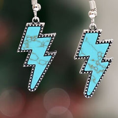 Artificial Turquoise Lightning Dangle Earrings - Flyclothing LLC