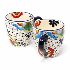 Rounded Mugs - Dots and Flowers, Set of Two - Encantada - Flyclothing LLC