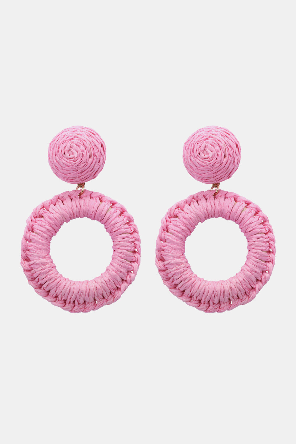 Round Shape Raffia Grass Dangle Earrings - Flyclothing LLC