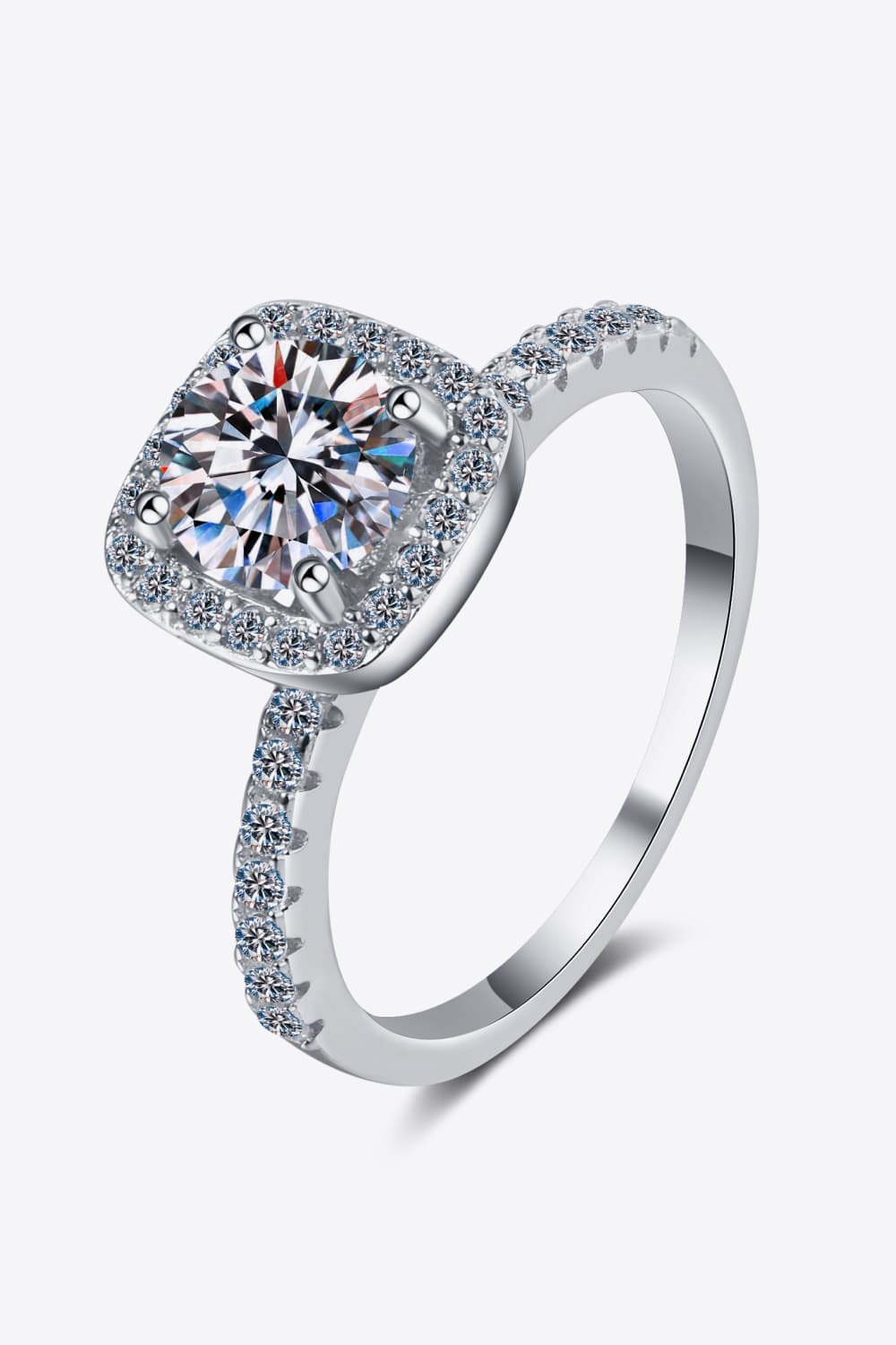 2 Carat Moissanite Square Halo Ring - Flyclothing LLC