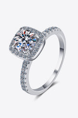 2 Carat Moissanite Square Halo Ring - Trendsi