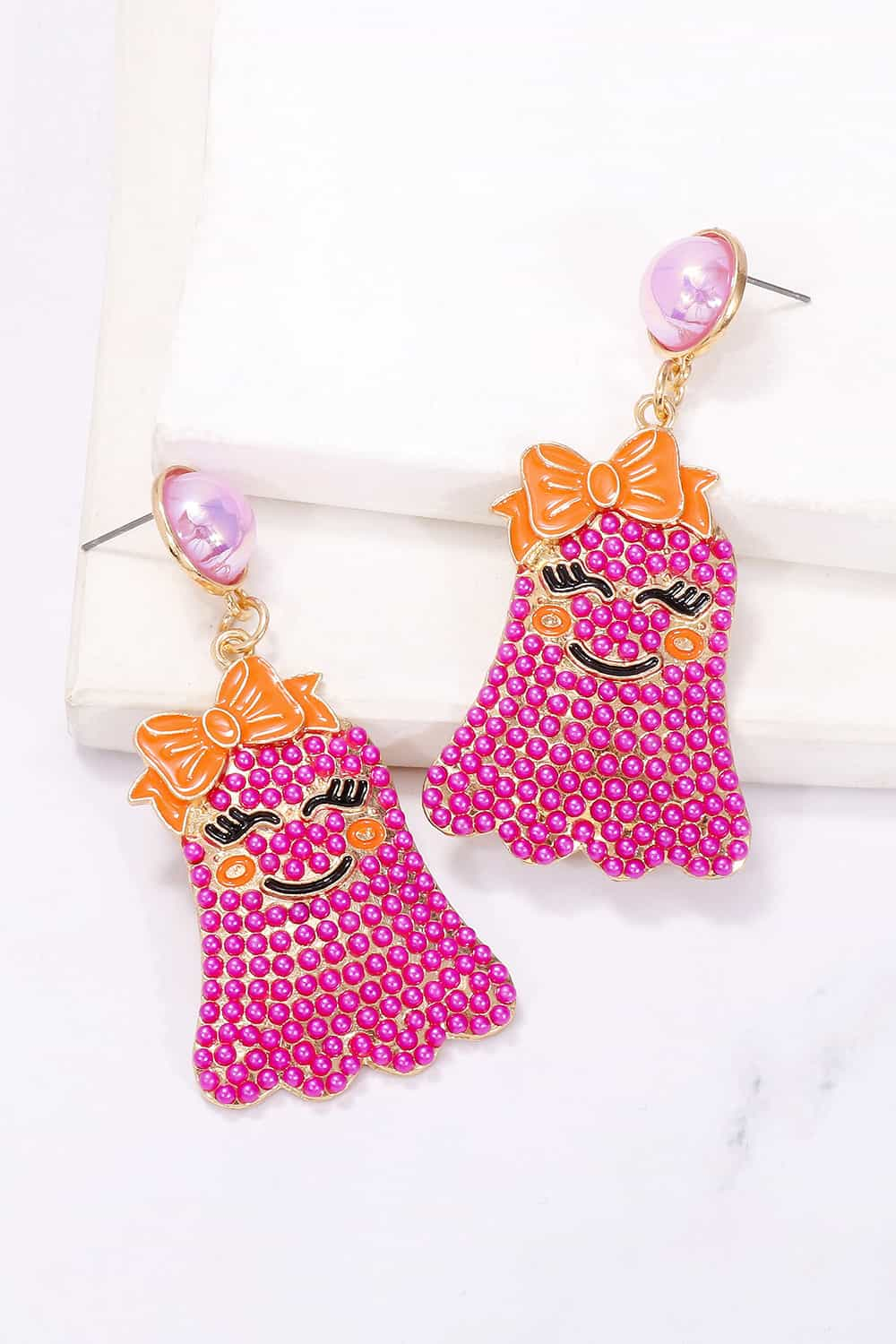 Smiling Ghost Shape Synthetic Pearl Earrings - Flyclothing LLC