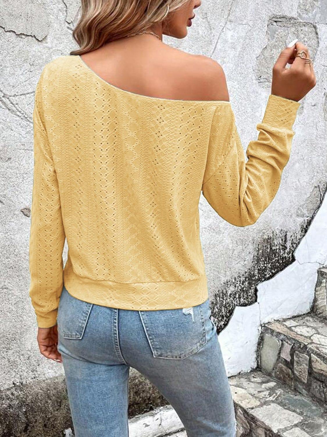 Eyelet Dropped Shoulder Blouse - Trendsi