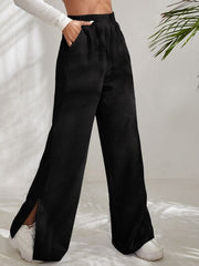 Slit Pocketed High Waist Wide Leg Pants - Flyclothing LLC