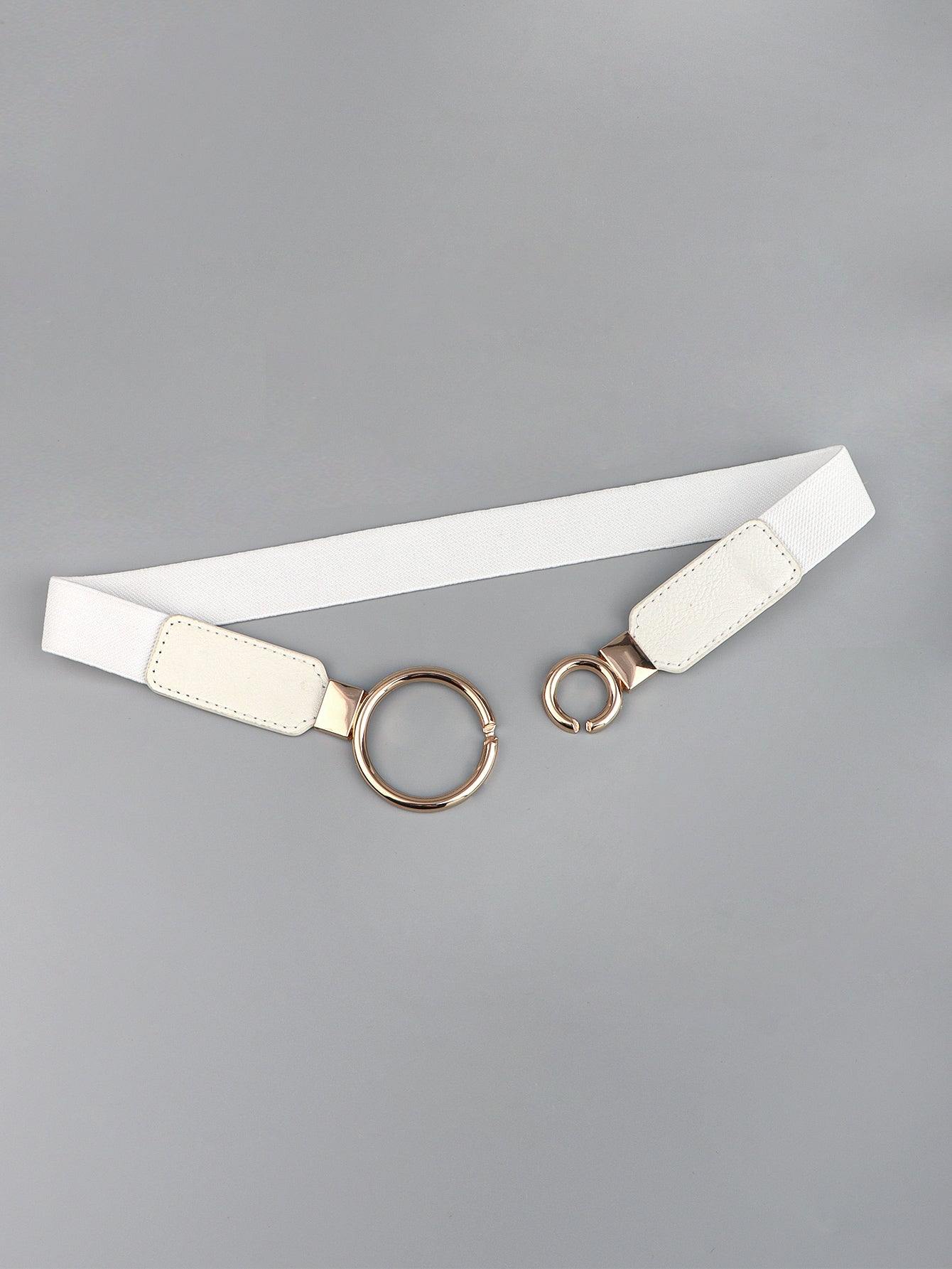 Double Ring Buckle Elastic PU Belt - Flyclothing LLC