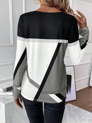 Contrast Round Neck Long Sleeve T-Shirt - Trendsi