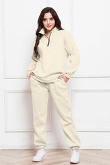 Half Zip Long Sleeve Sweatshirt and Pants Set - Flyclothing LLC