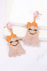 Smiling Ghost Shape Synthetic Pearl Earrings - Flyclothing LLC